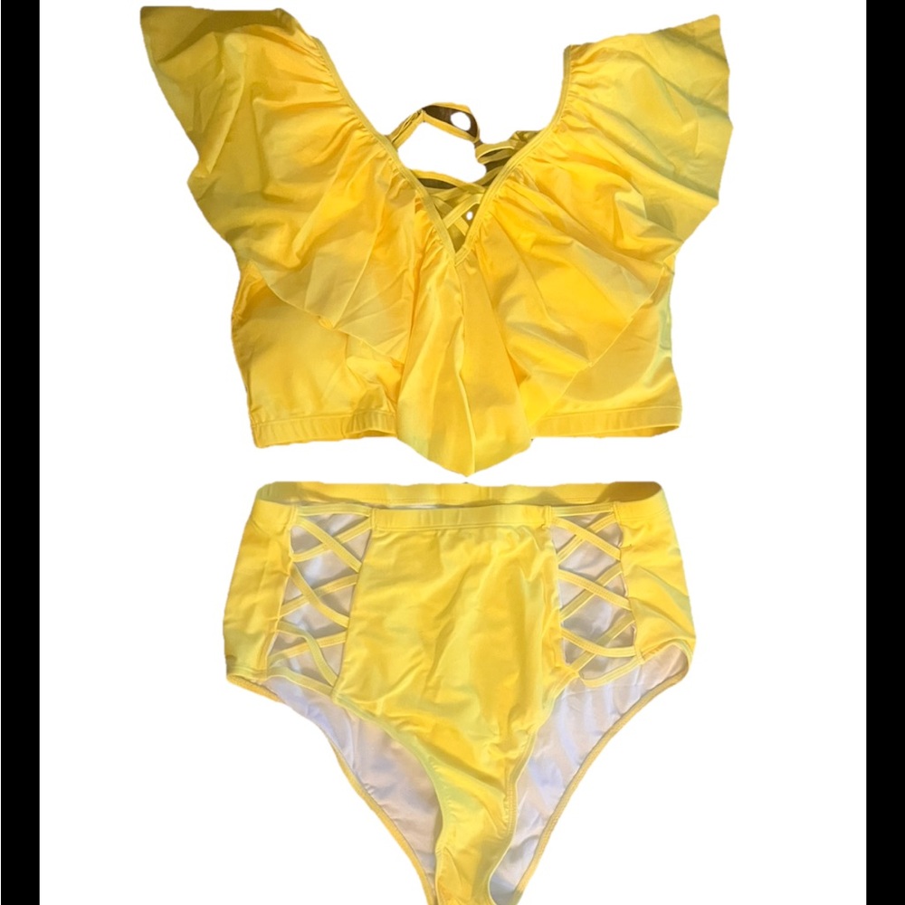 Yellow Ruffled Bikini Set